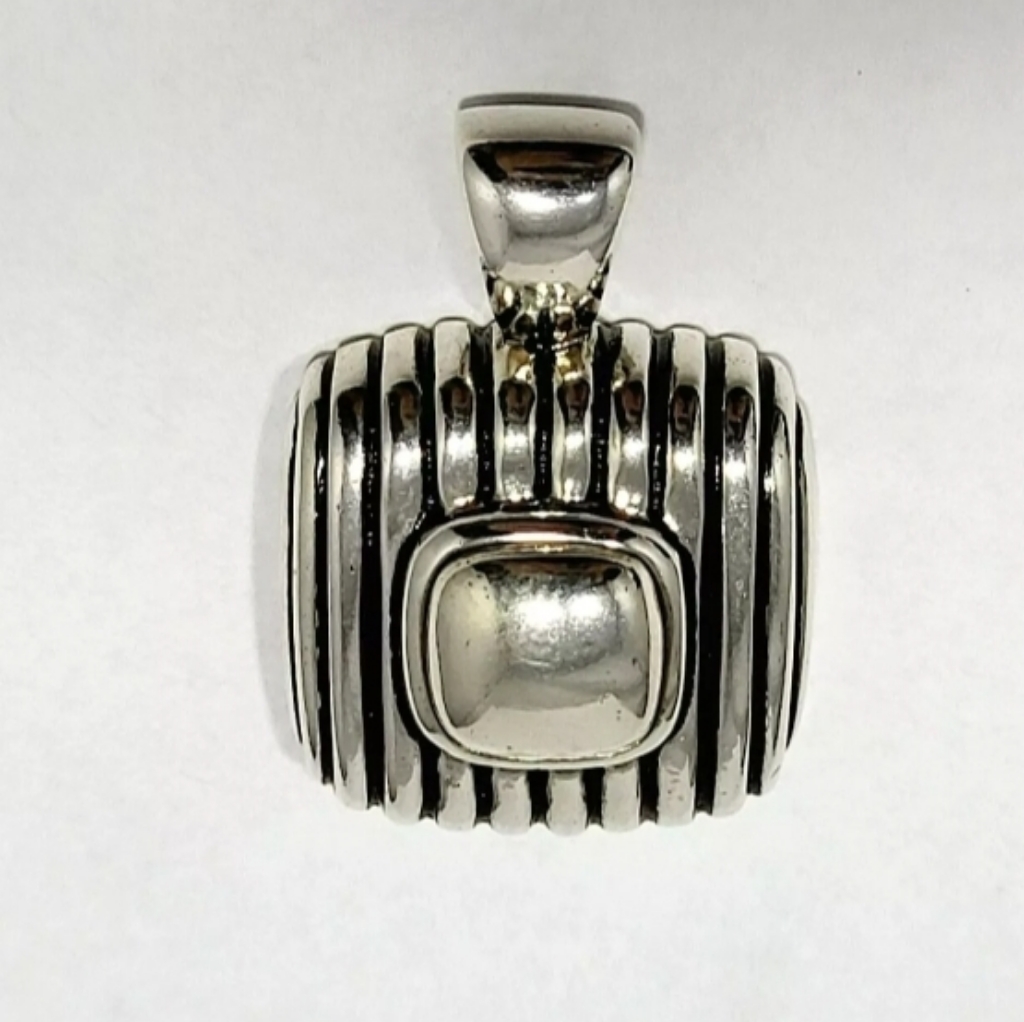 Joseph Esposito Sterling Silver 925 Striped Layered Square Cushion Pendant 145 89$